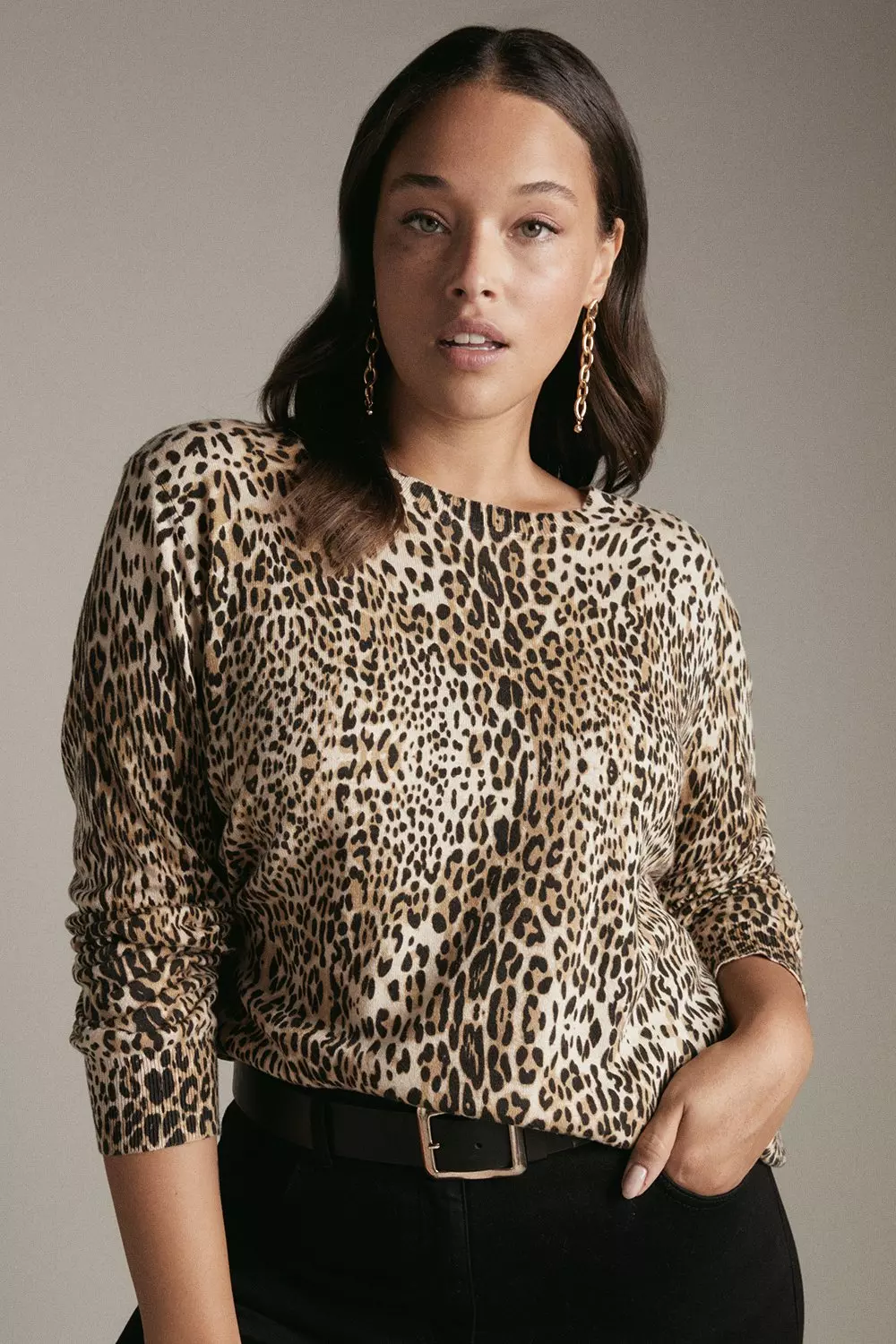 Plus size animal print sweater sale