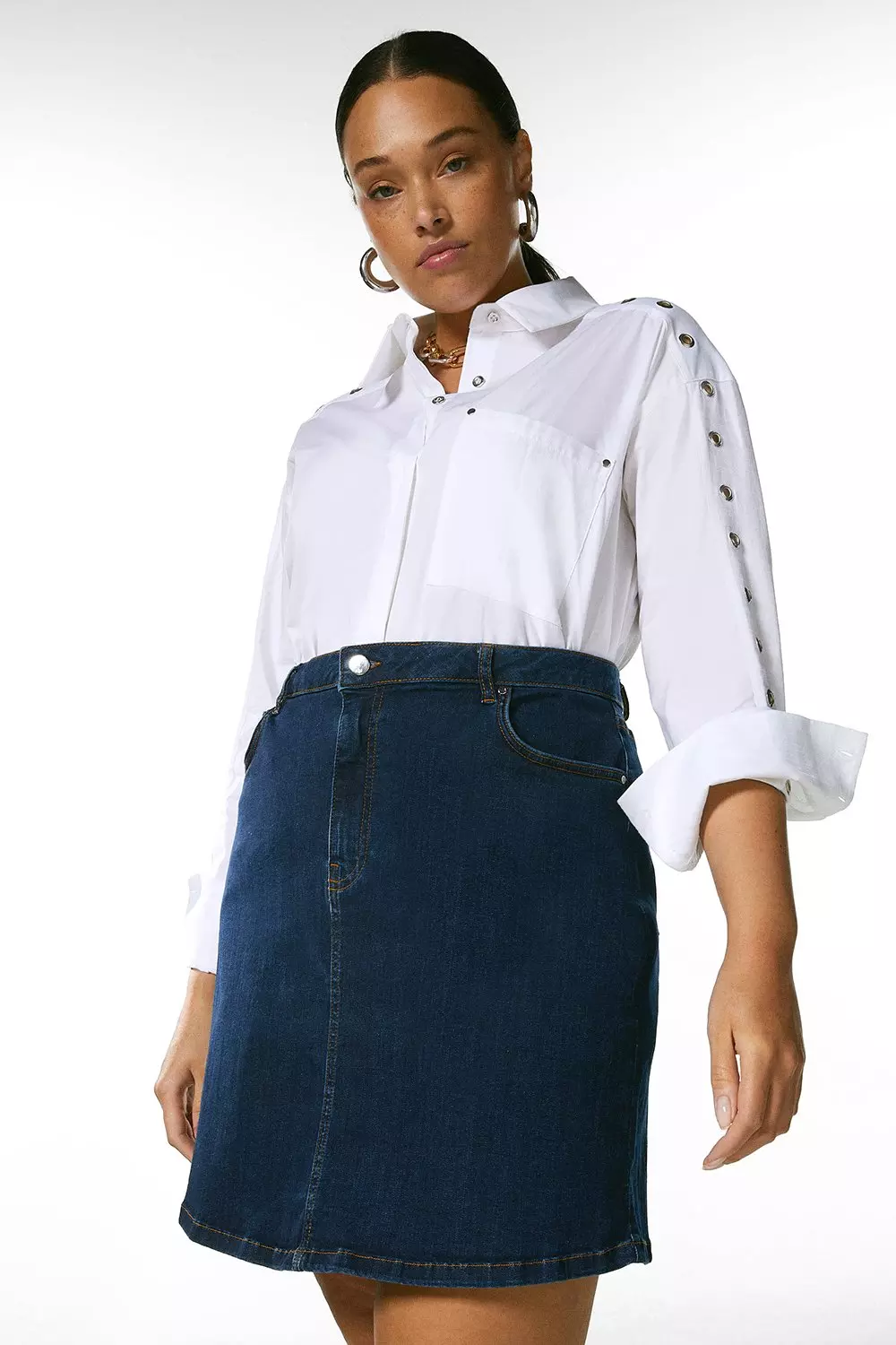 Plus Size 5 Pocket Denim Skirt | Karen Millen