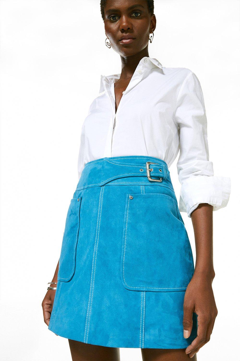 Suede Patch Pockets Mini Skirt | Karen Millen