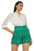Green Embroidered High Waisted Short