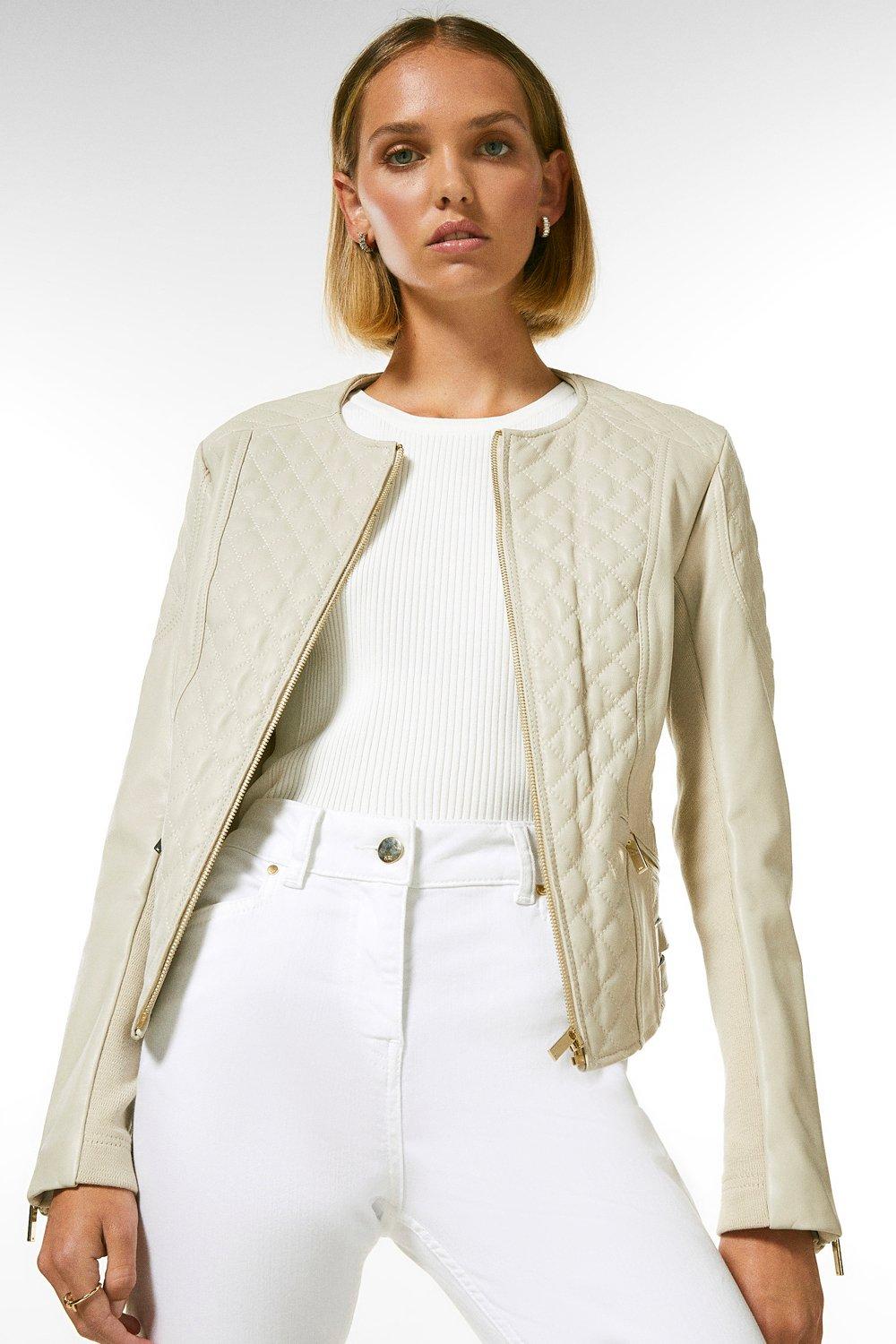 Chicago Oversized Biker Jacket - Cream