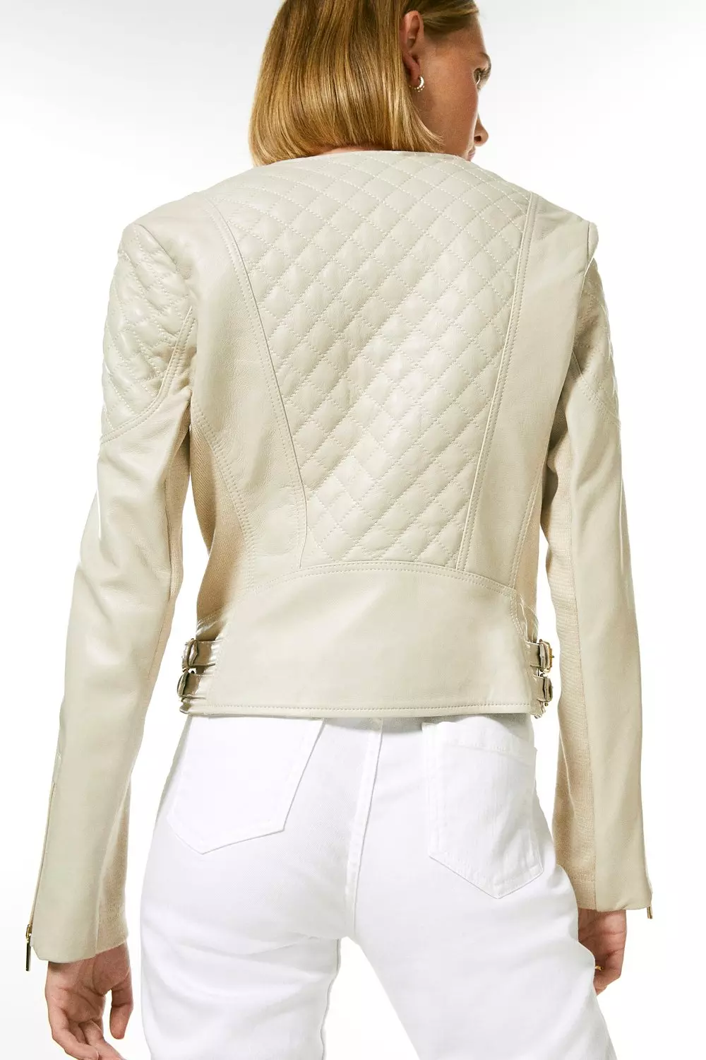 Cream best sale leather jacket