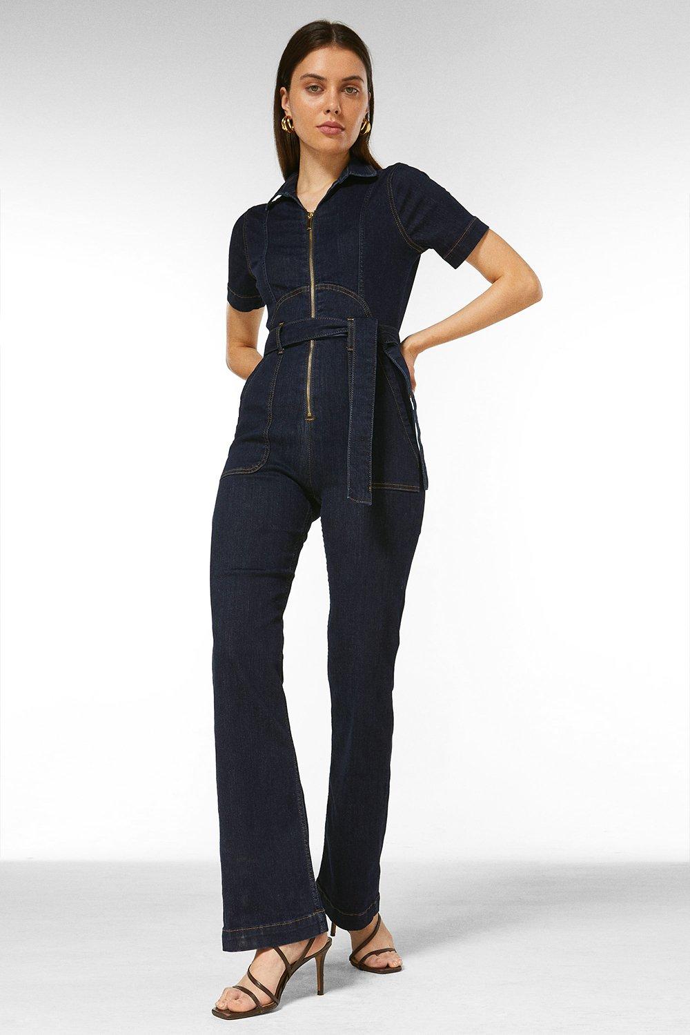 girls belted denim jumpsuit, girls clearance