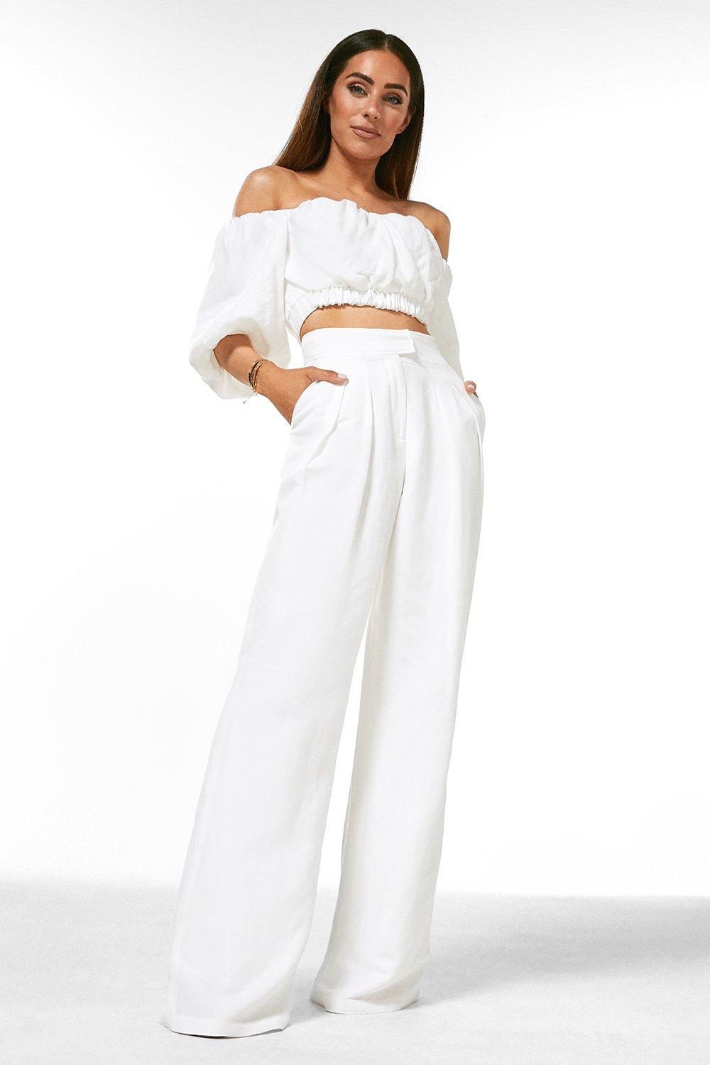 high waisted wide leg linen pants