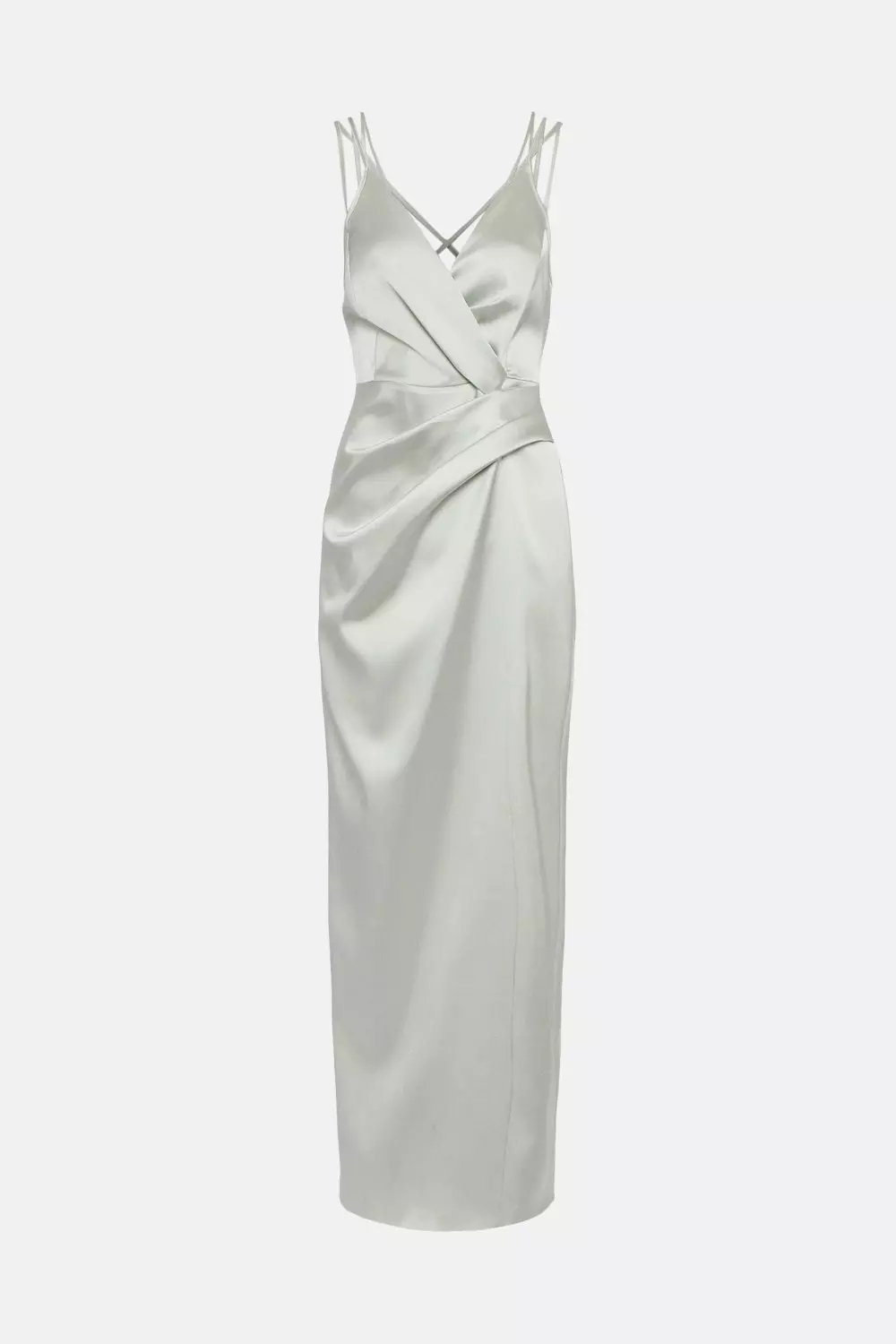 Italian Structured Satin Strappy Maxi Dress Karen Millen