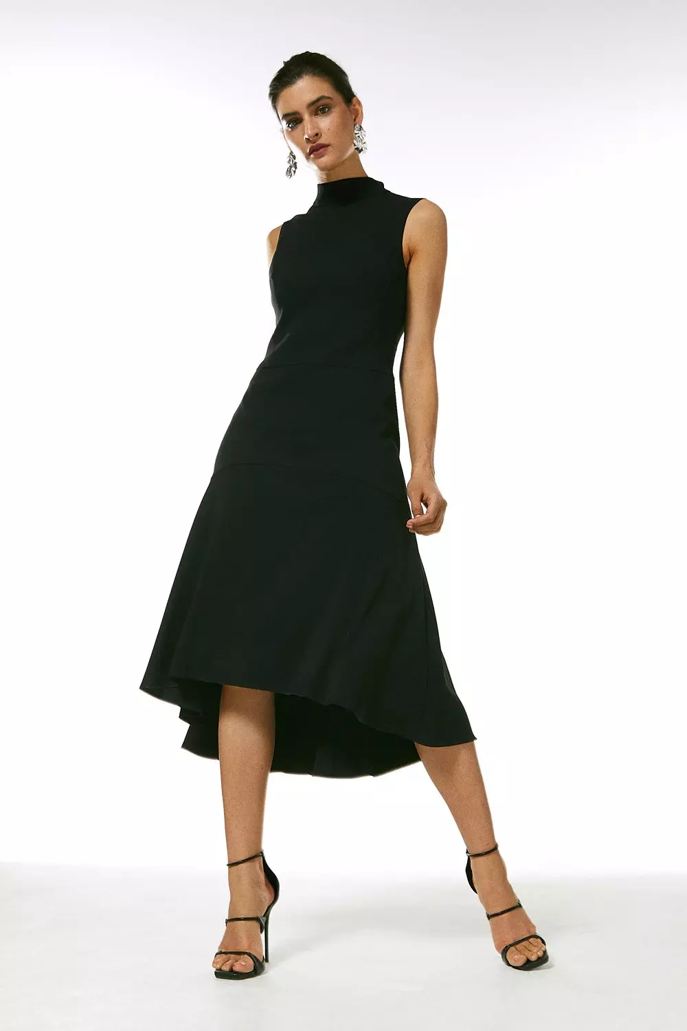 Soft Tailored High Low Midi Dress