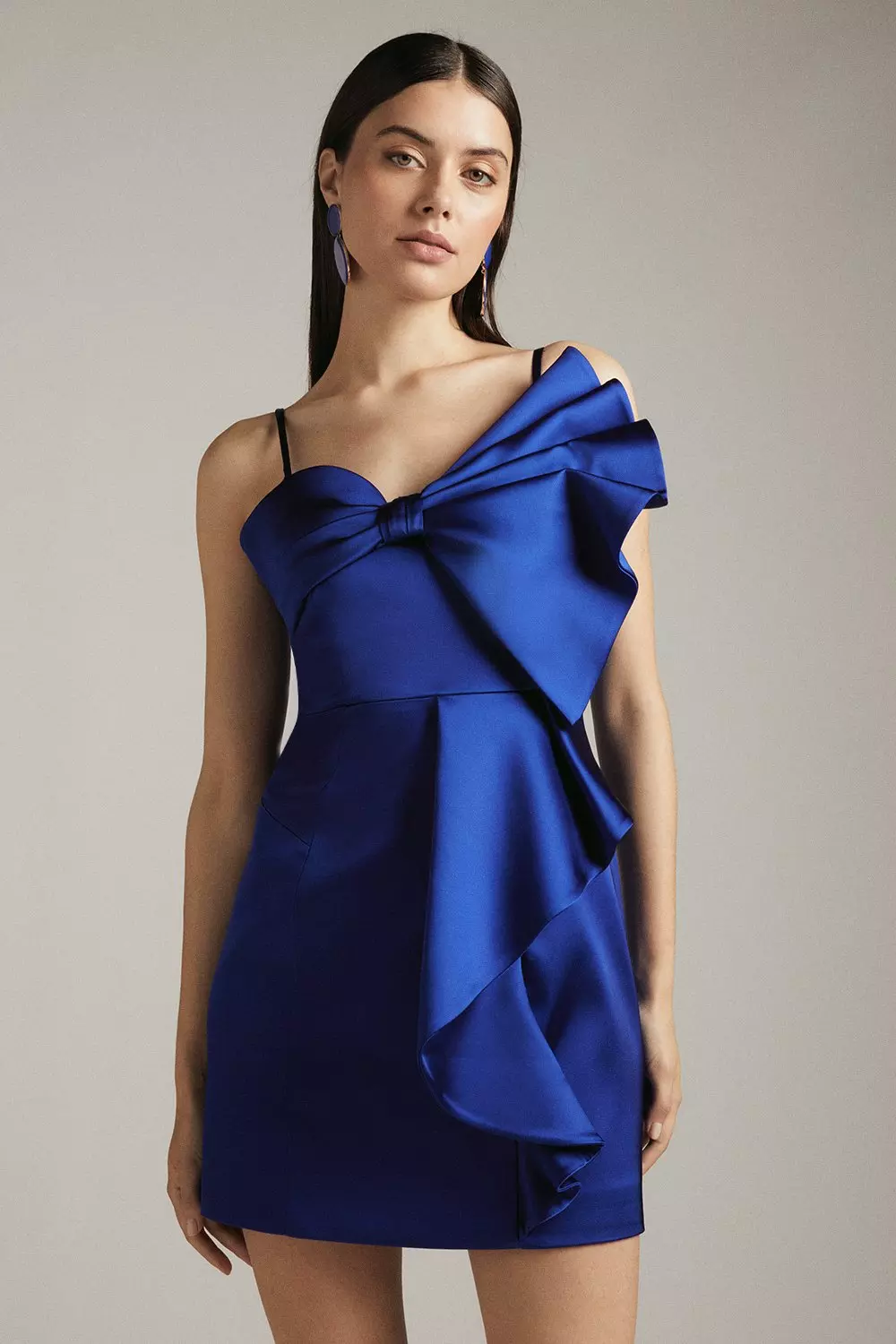 Karen millen blue satin hot sale dress