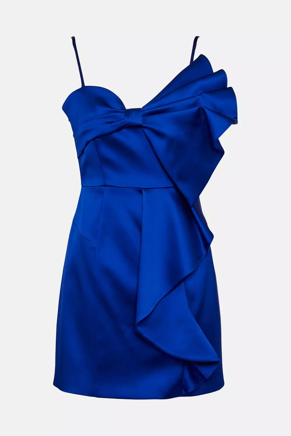 Italian Structured Satin Bow Drape Dress | Karen Millen