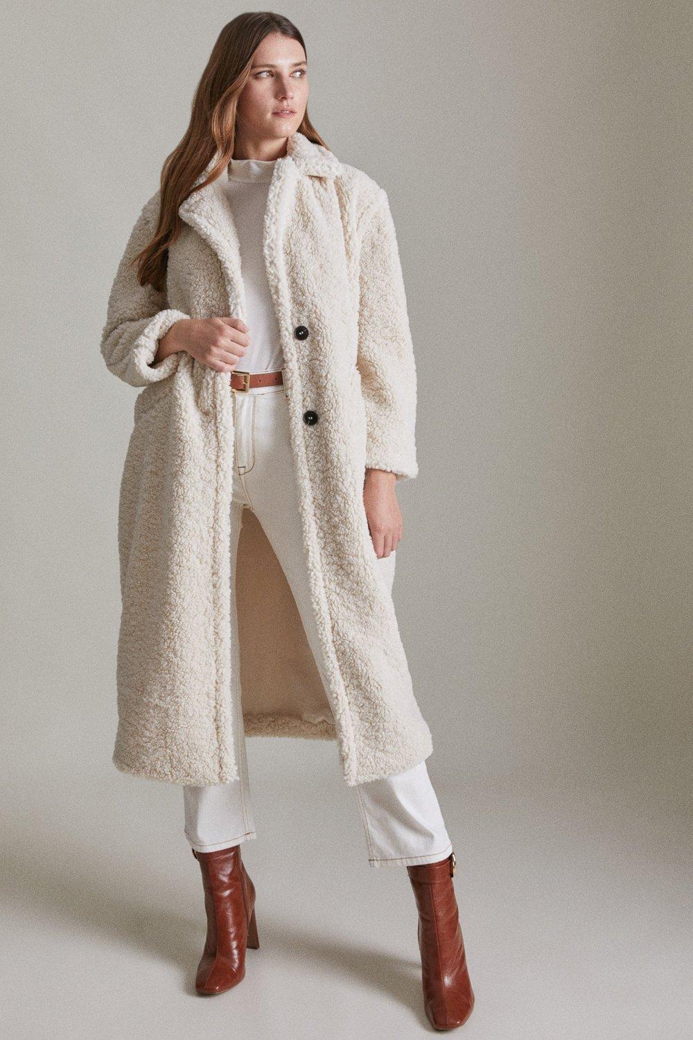 Karen millen outlet tailored teddy coat