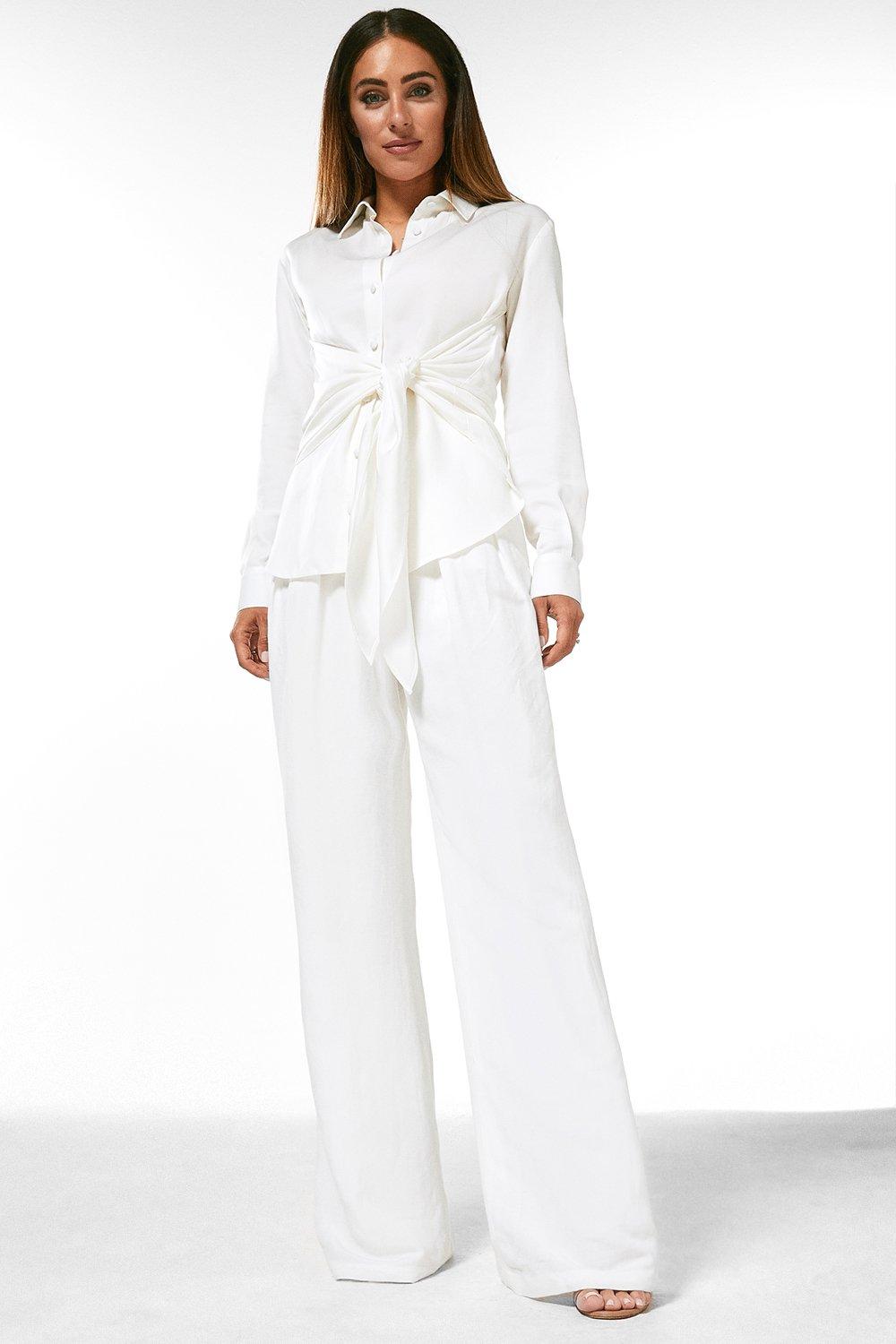 white tie waist shirt