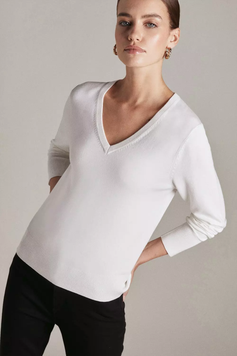 Petite v cheap neck jumper