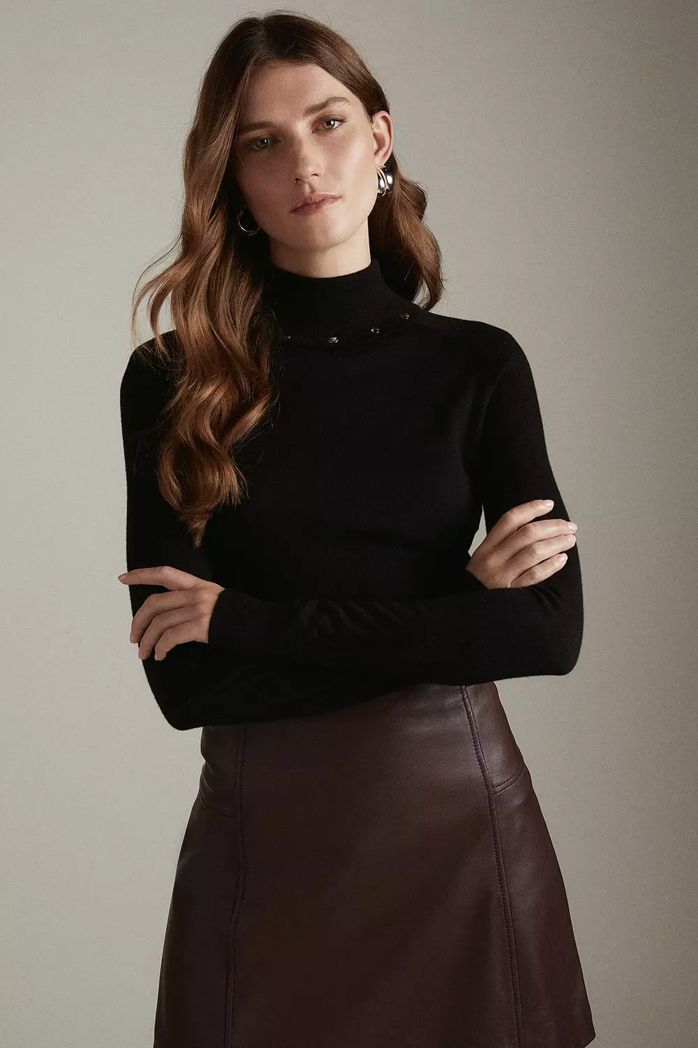 Petite black clearance polo neck jumper