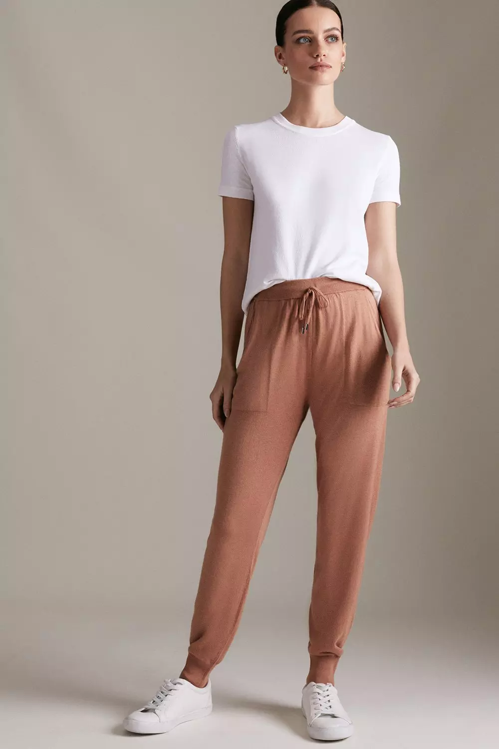 Cashmere Blend Jogging Pants in Soft Pink - Women