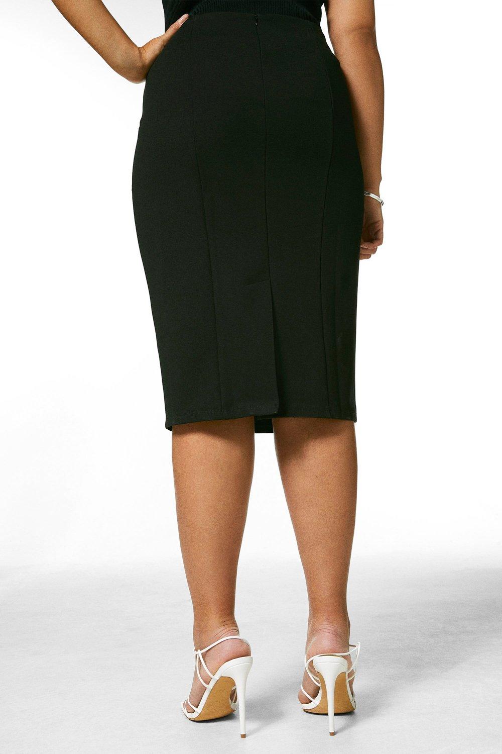 plus size black skirt with pockets