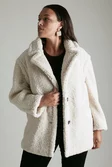 Plus Size Short Borg Coat | Karen Millen