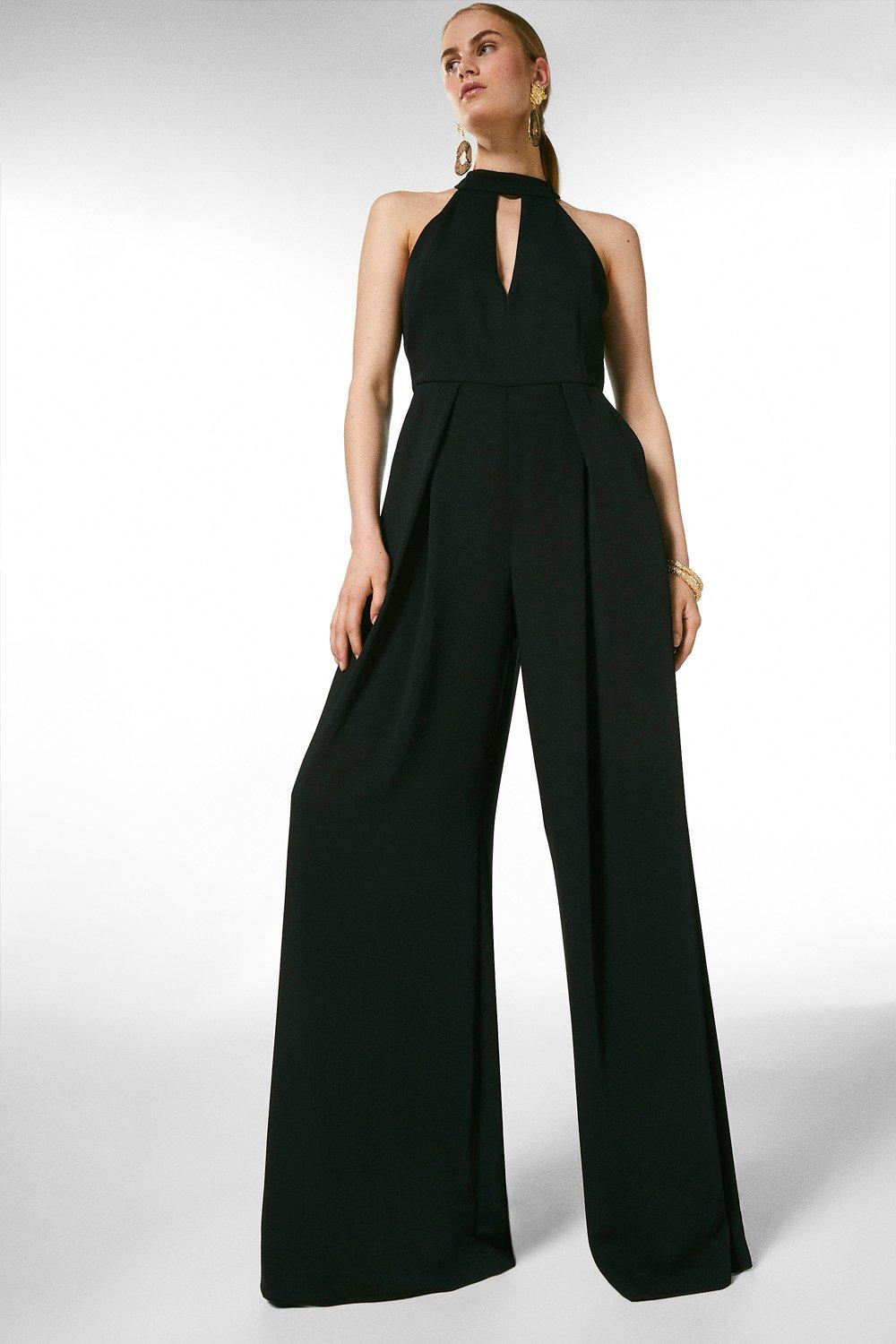 Black halter shop top jumpsuit