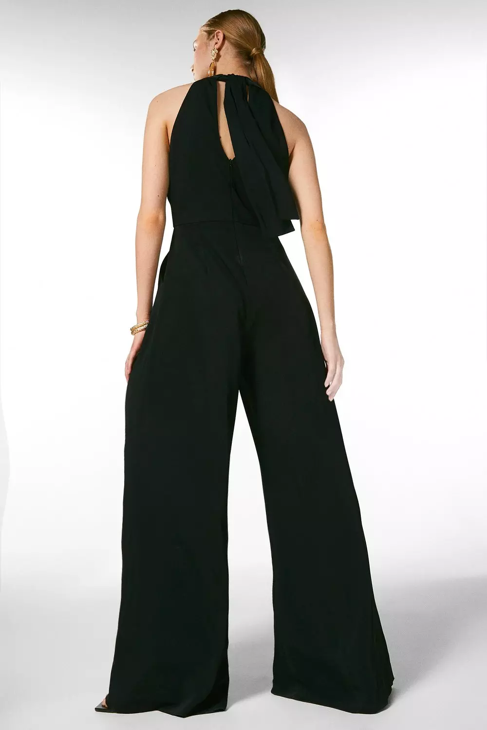 Soft Tailored Halter Neck Wide Leg Jumpsuit | Karen Millen