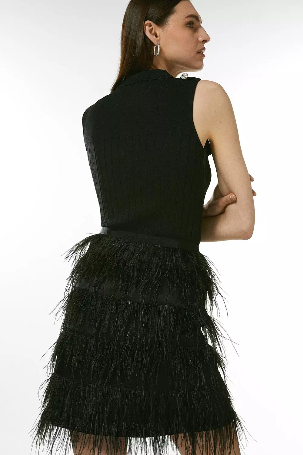 Black feather skirt store dress