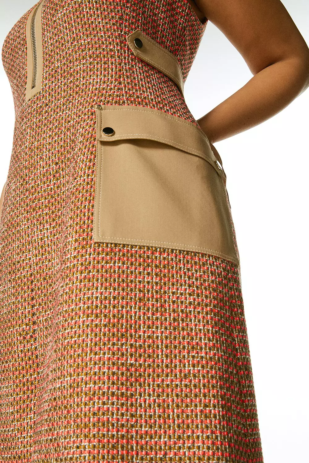 Plus Size Tweed And Contrast Pocket A Line Dress Karen Millen