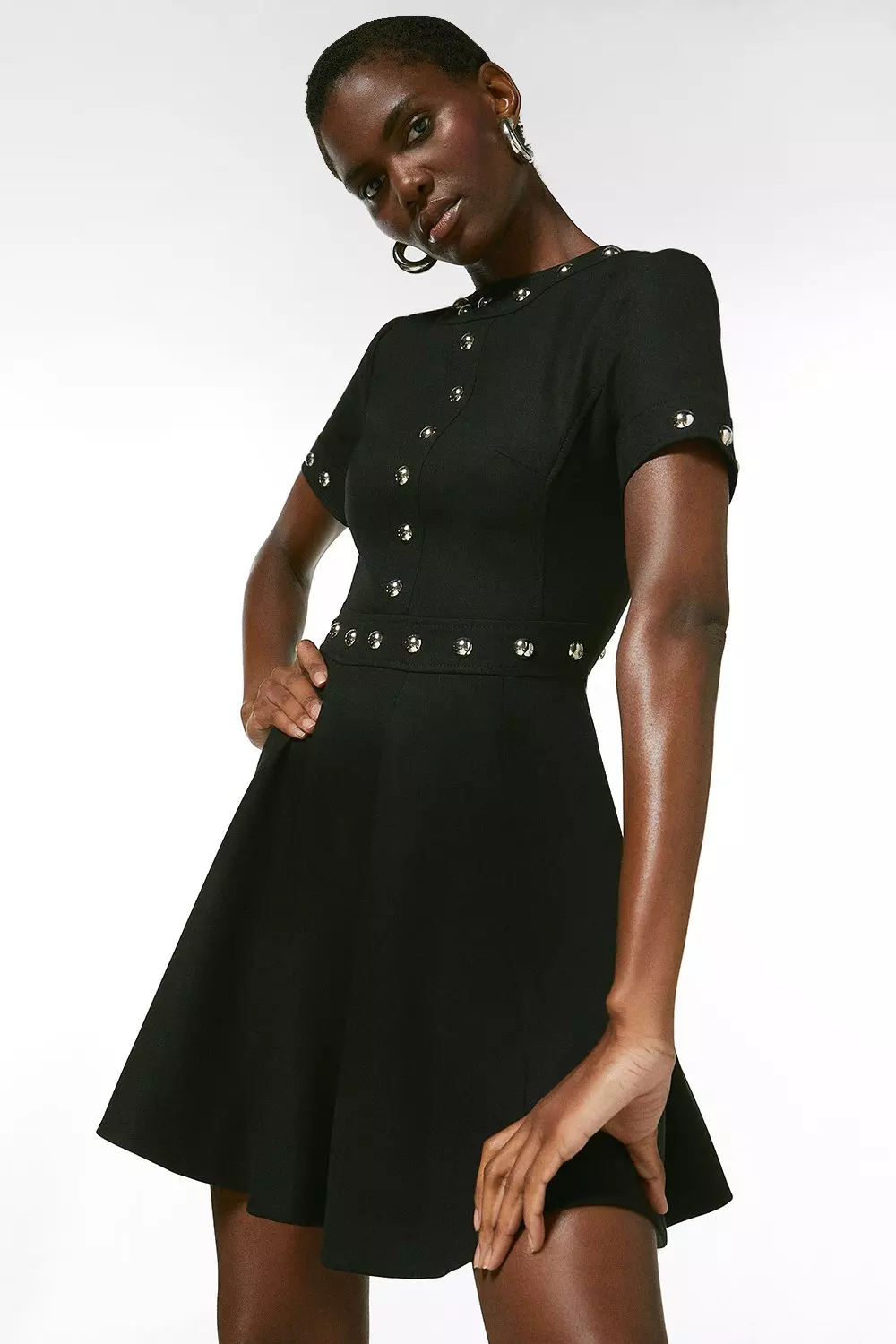 Karen millen black sales studded dress