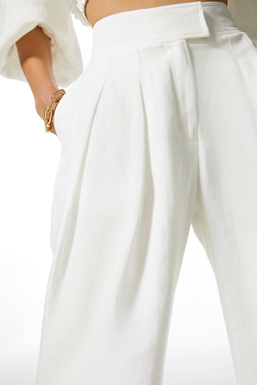 high waisted wide leg linen pants