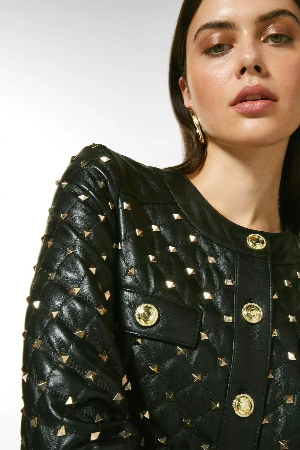 Balmain Studded Quilted Leather Bomber Jacket In Black