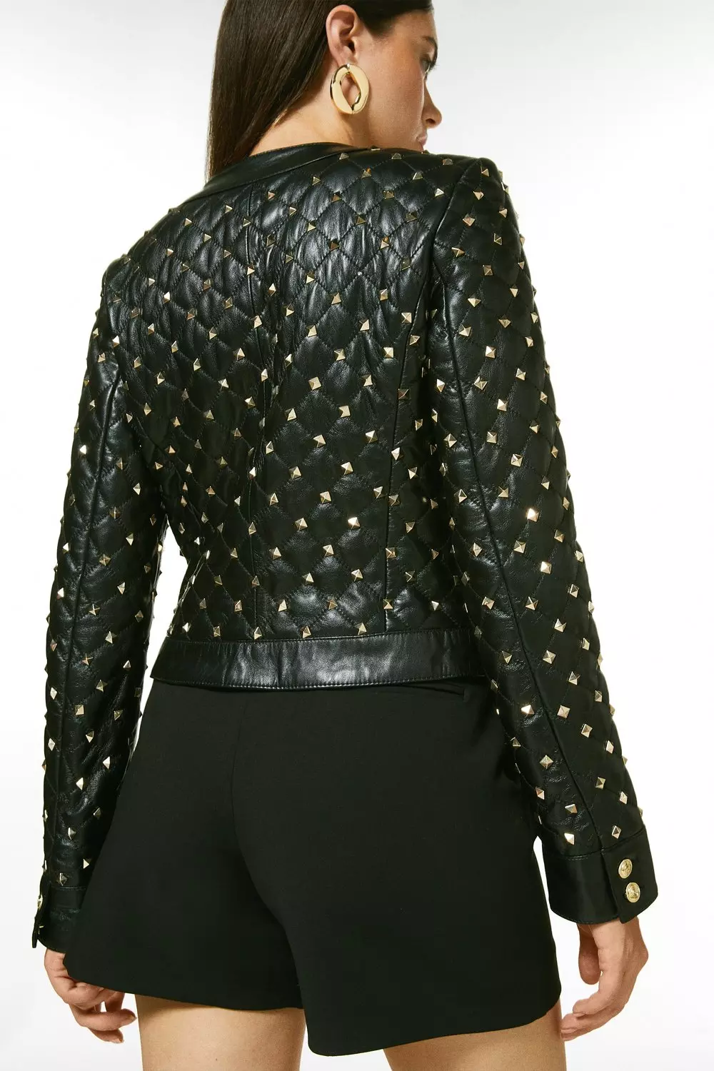 Karen millen quilted leather clearance jacket