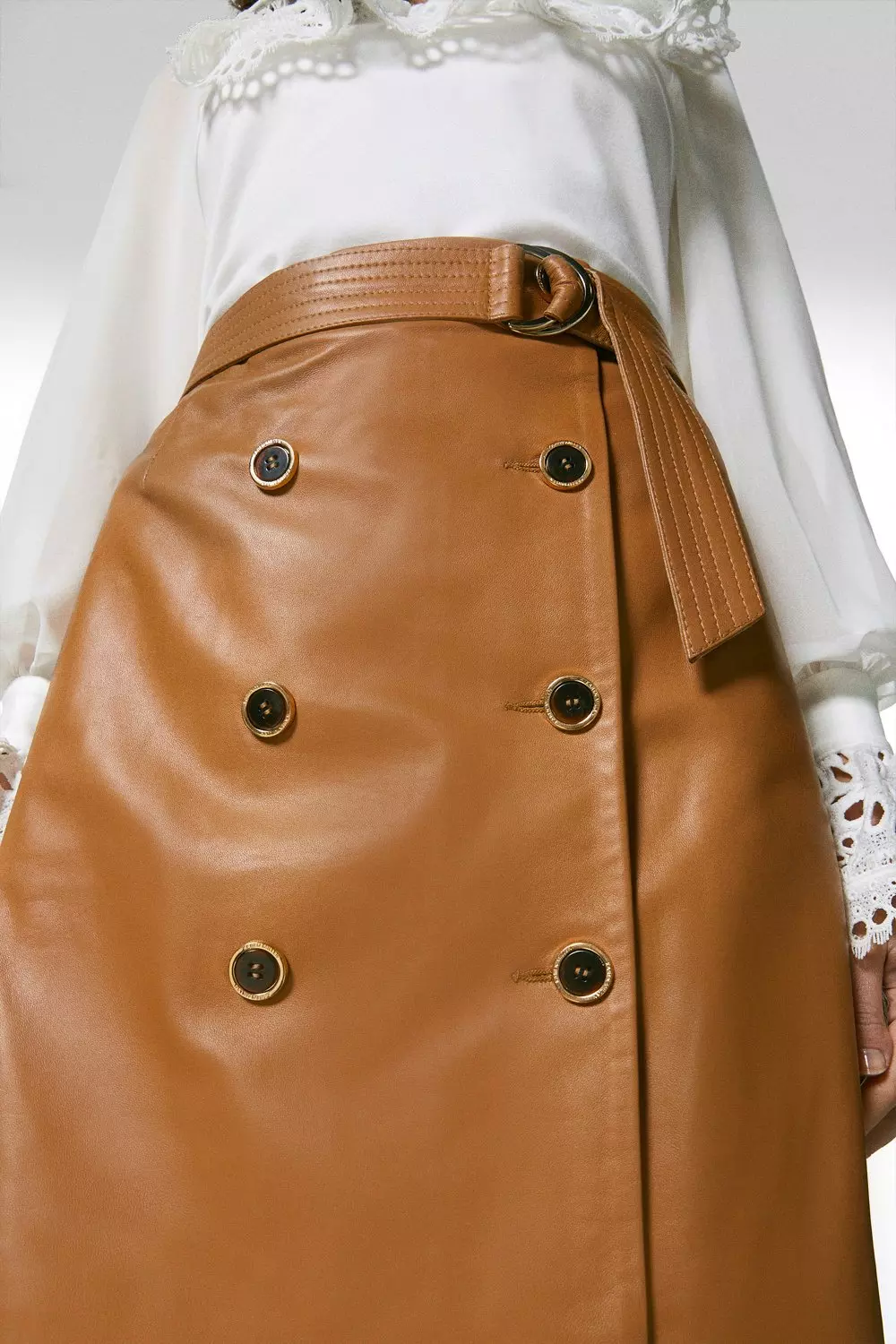 Karen millen orange leather on sale skirt