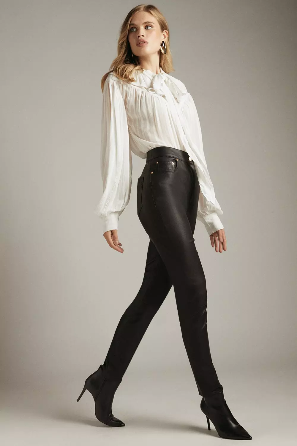 Stretch leather hot sale jeans