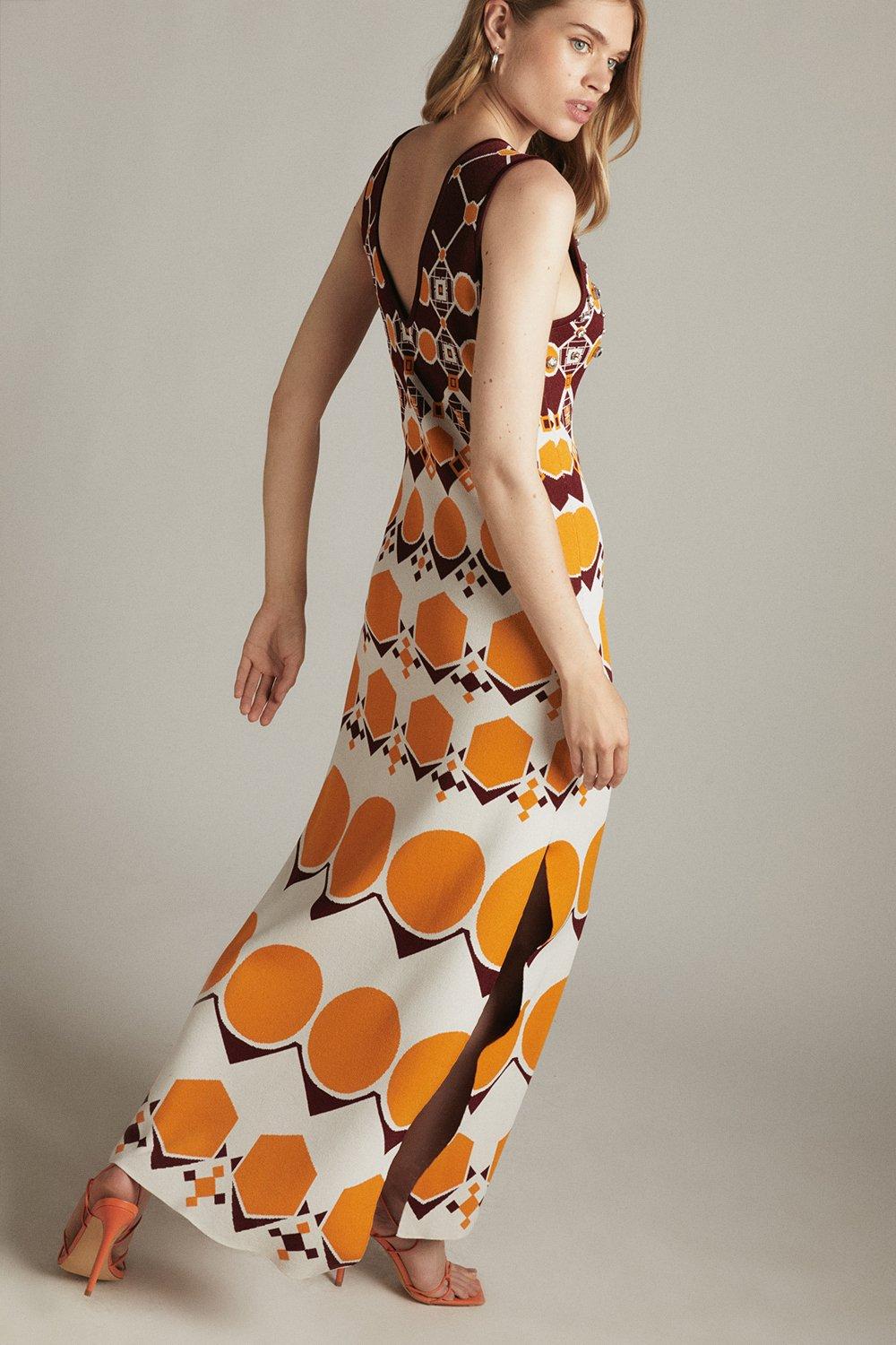 karen millen orange midi dress