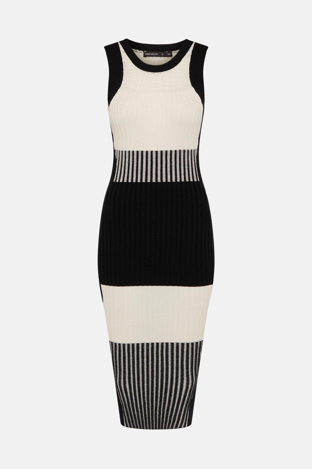 karen millen black and white knitted dress