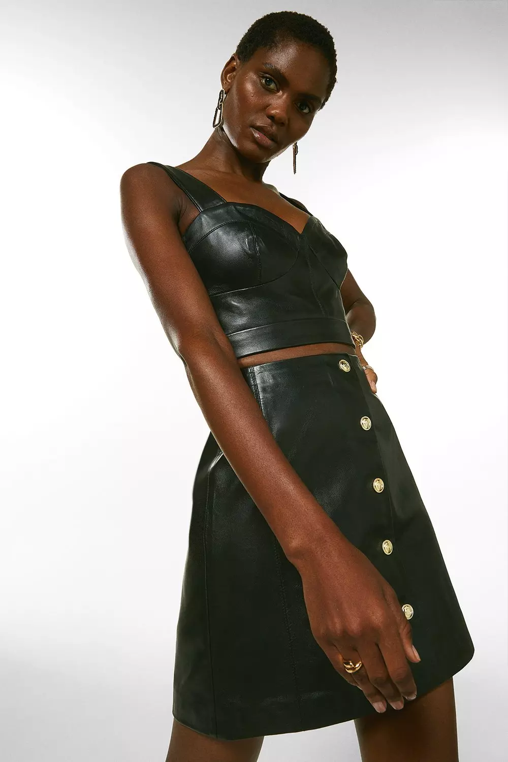 Karen millen faux leather dress sale