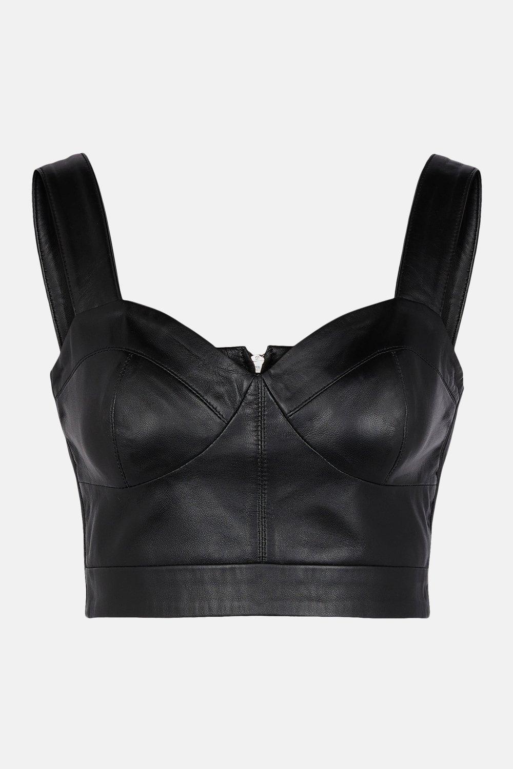 leather bralette crop top