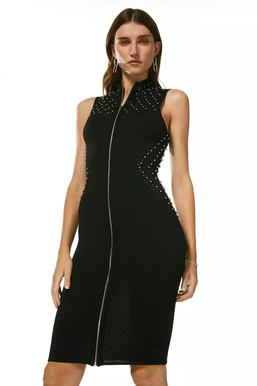 Karen millen high neck sales zip dress