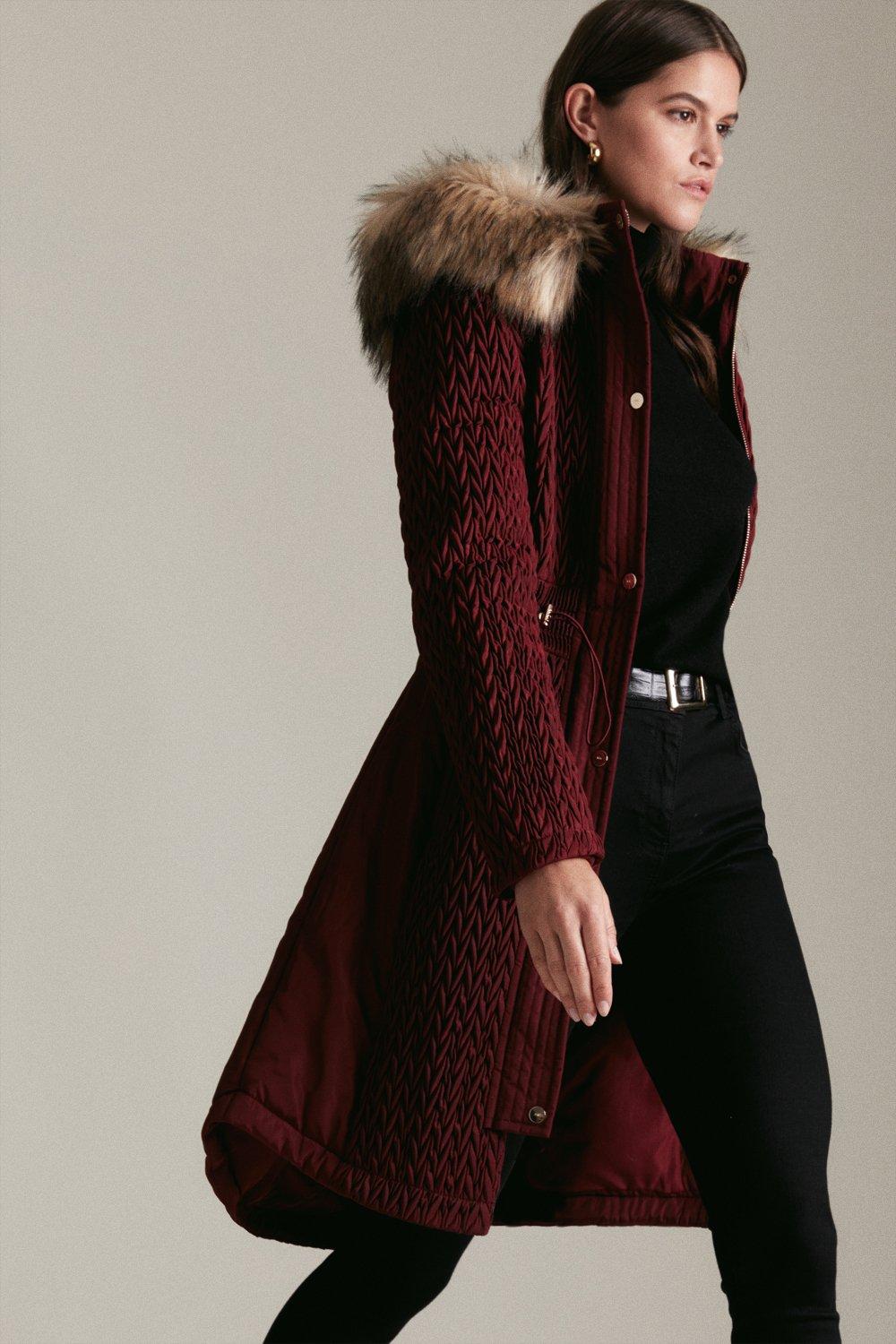 Karen millen burgundy on sale coat