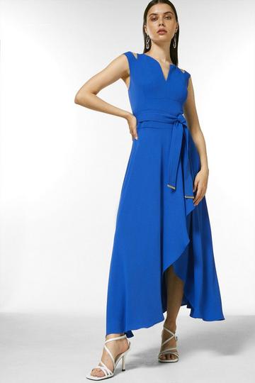 Soft Tailored Waterfall Maxi Dress blue