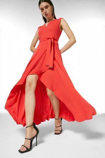 Soft Tailored Waterfall Maxi Dress coral