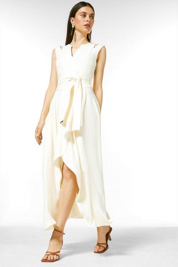 Soft Tailored Waterfall Maxi Dress ivory