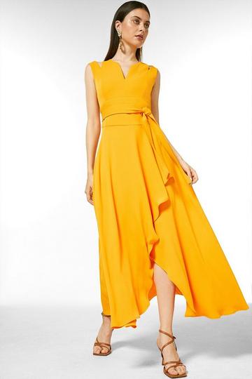 Orange Soft Tailored Waterfall Maxi Dress