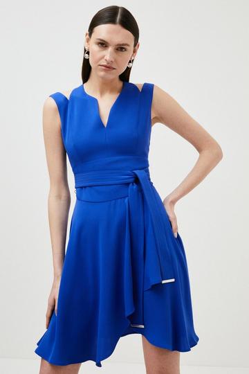 Blue Soft Tailored Short Waterfall Mini Dress