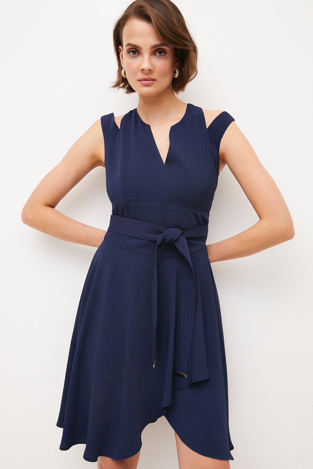 Soft Tailored Short Waterfall Dress | Karen Millen