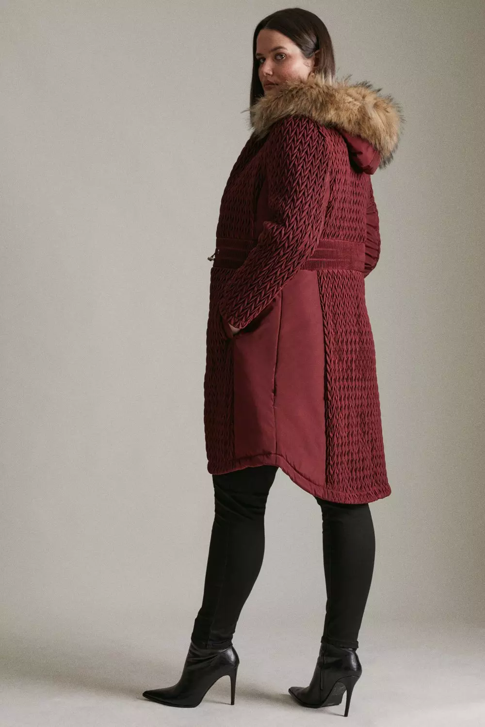 Plus Size Signature Quilt Long Coat