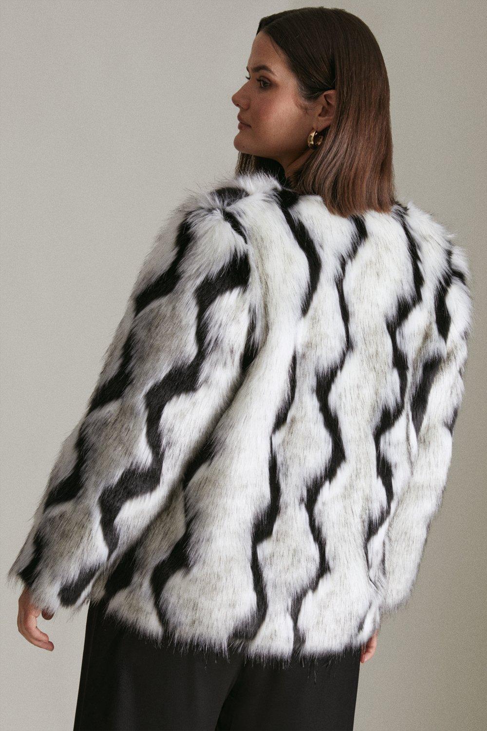 black faux fur plus size coat