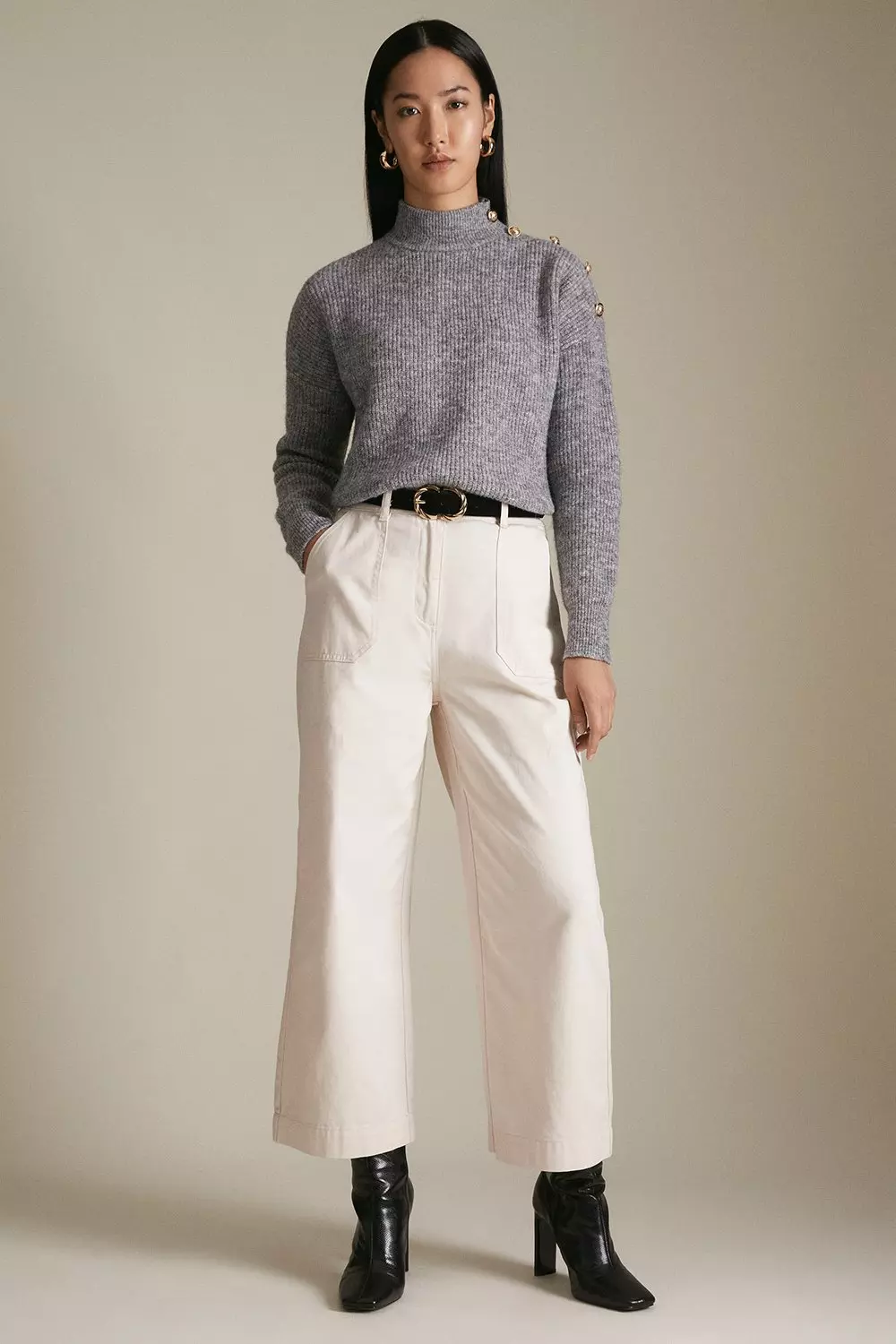 Essential Tailored Cropped Wide Leg Trousers | Karen Millen