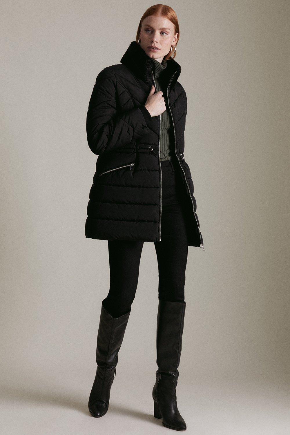 Karen millen outlet coat fur collar