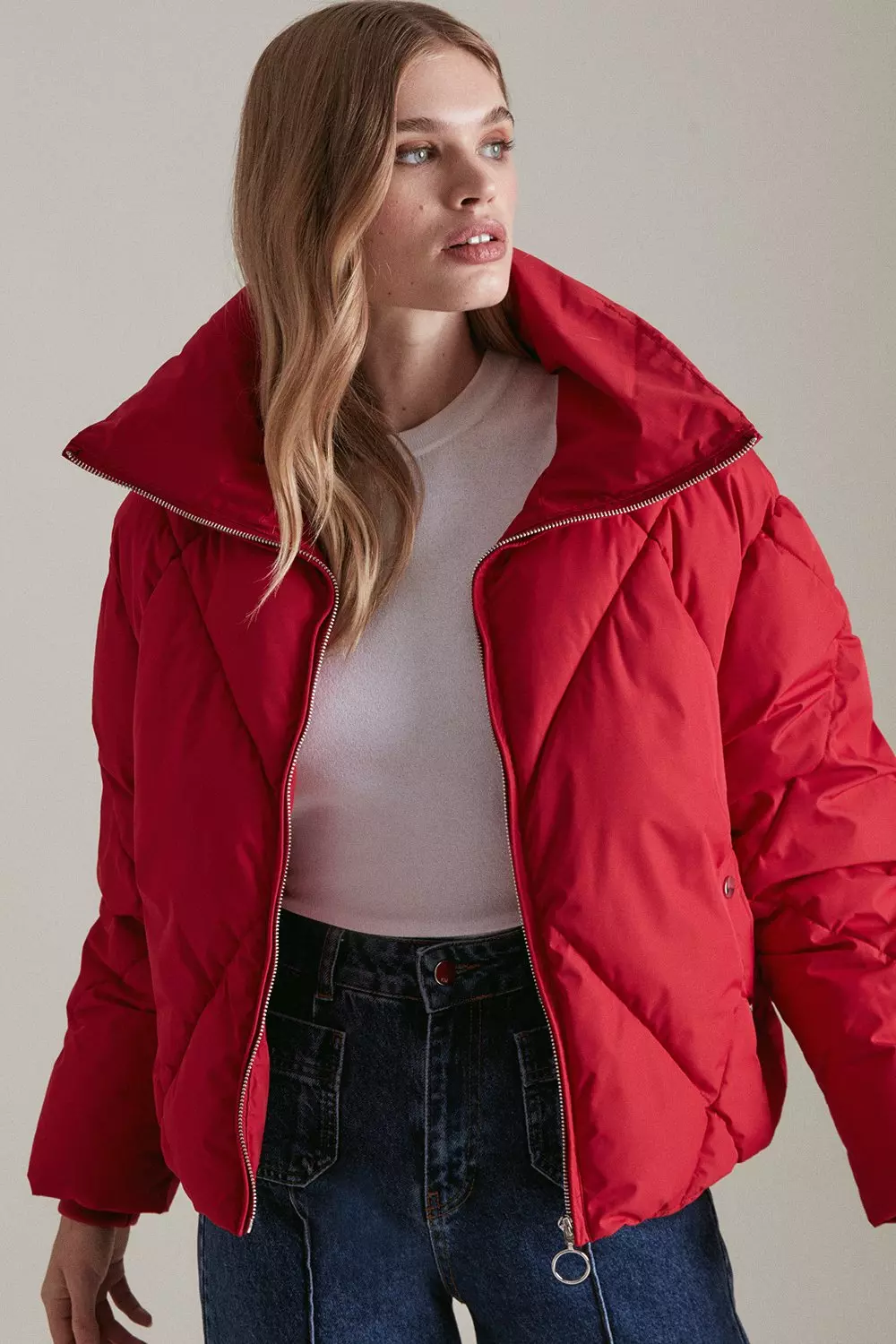 Red padded hot sale coat