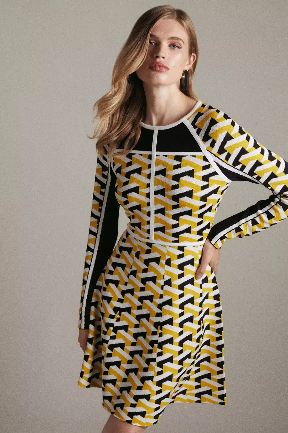 Karen millen mustard clearance dress