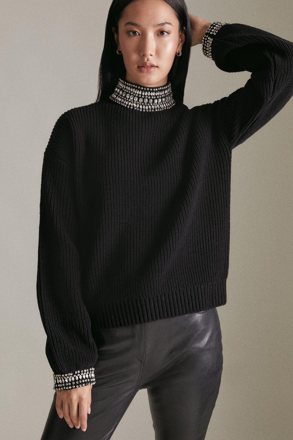 Chenille Embellished Sweater With Recycled Yarn | Karen Millen