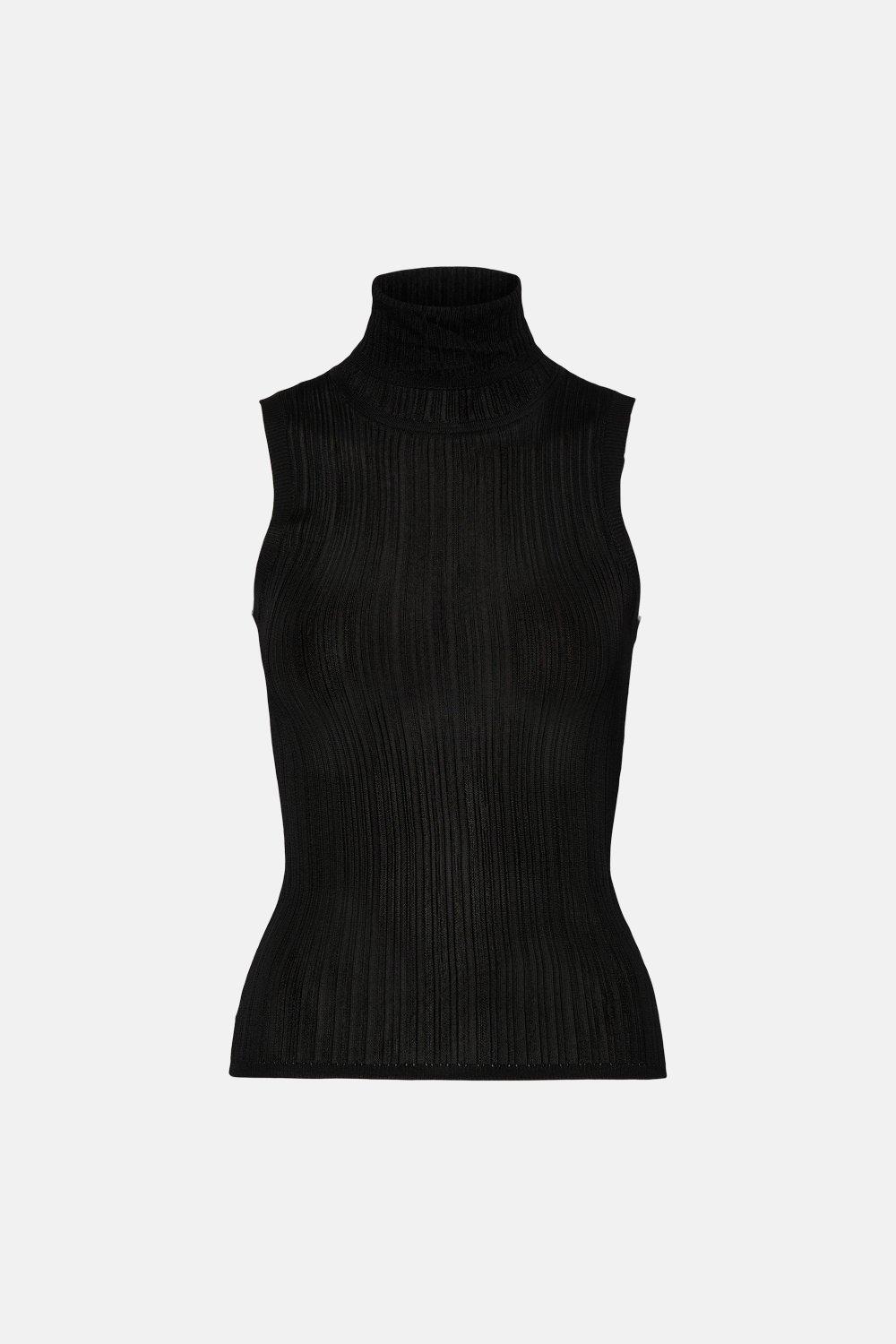 ribbed sleeveless turtleneck