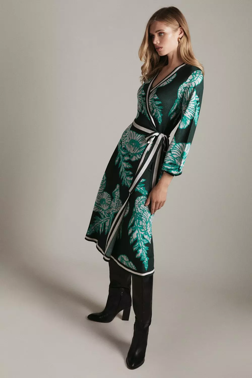 Jacquard wrap outlet dress